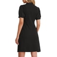 thumbnail image 3 of VESTIDOS ELEGANTES DE MUJER INSPIRE CHIC, CON CUELLO DE LAZO Y MANGA CORTA ABULLONADA, VESTIDO PARA TRABAJAR TALLA XS NEGRO, 3 of 5