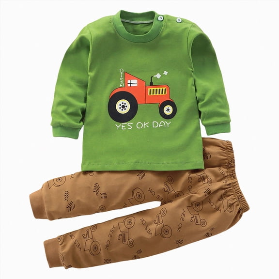 Xyant Toddler Baby Boy Clothes 3 6 12 18 24 Months 2T 3T 4T 5T Boys Fall Winter Outfits Long Sleeve Hoodie Tops Sweatshirt Pants Set Children's Gift Toddler Boys Pajamas (Green,6-12 Months)