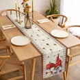 thumbnail image 3 of Red Gnomes Mushrooms Table Runner - 36 Inch Long Spring Floral Watercolor Botanical Vintage Cotton and Linen Blended Dress Scarves Farmhouse Table Runner for Kitchen Dining, Coffee Table, 13" x 36", 3 of 8