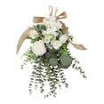 thumbnail image 3 of Guirnalda floral con forma de lágrima y flores con luz decorativa para puerta de entrada Blanco, 3 of 9