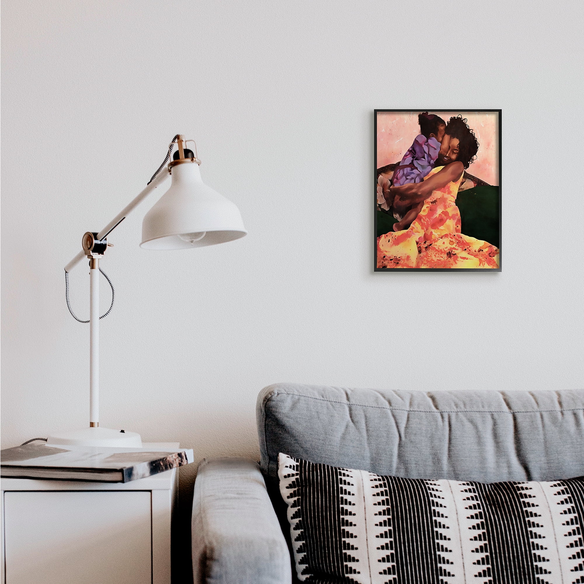 Stupell Industries Motherly Hug Loving Family Daughter Moment Novelty Painting Black Framed Art Print Wall Art, 11 x 14
