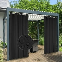 100% Waterproof Outdoor Curtains Windproof Weatherproof Porch Curtains, Premium Thick Outdoor Privacy Grommet Top Panels for Patio, Gazebo and Pergola, 2 Panels, 54x84 Inch, Black