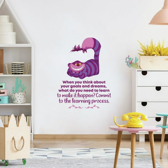 Learning Cheshire Cat Alice Quote Cartoon Quotes Decors Wall Sticker Art Design Decal for Girls Boys Kids Room Bedroom Nursery Kindergarten Home Decor Stickers Wall Art Vinyl Decoration (10x8 inch)