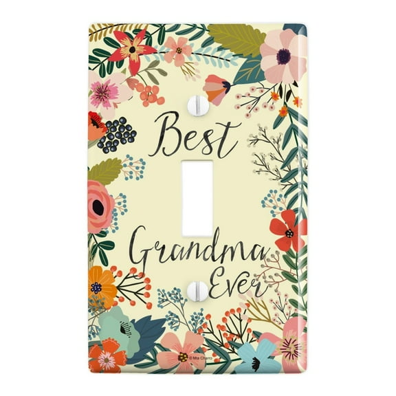 Best Grandma Ever Floral Plastic Wall Decor Toggle Light Switch Plate Cover