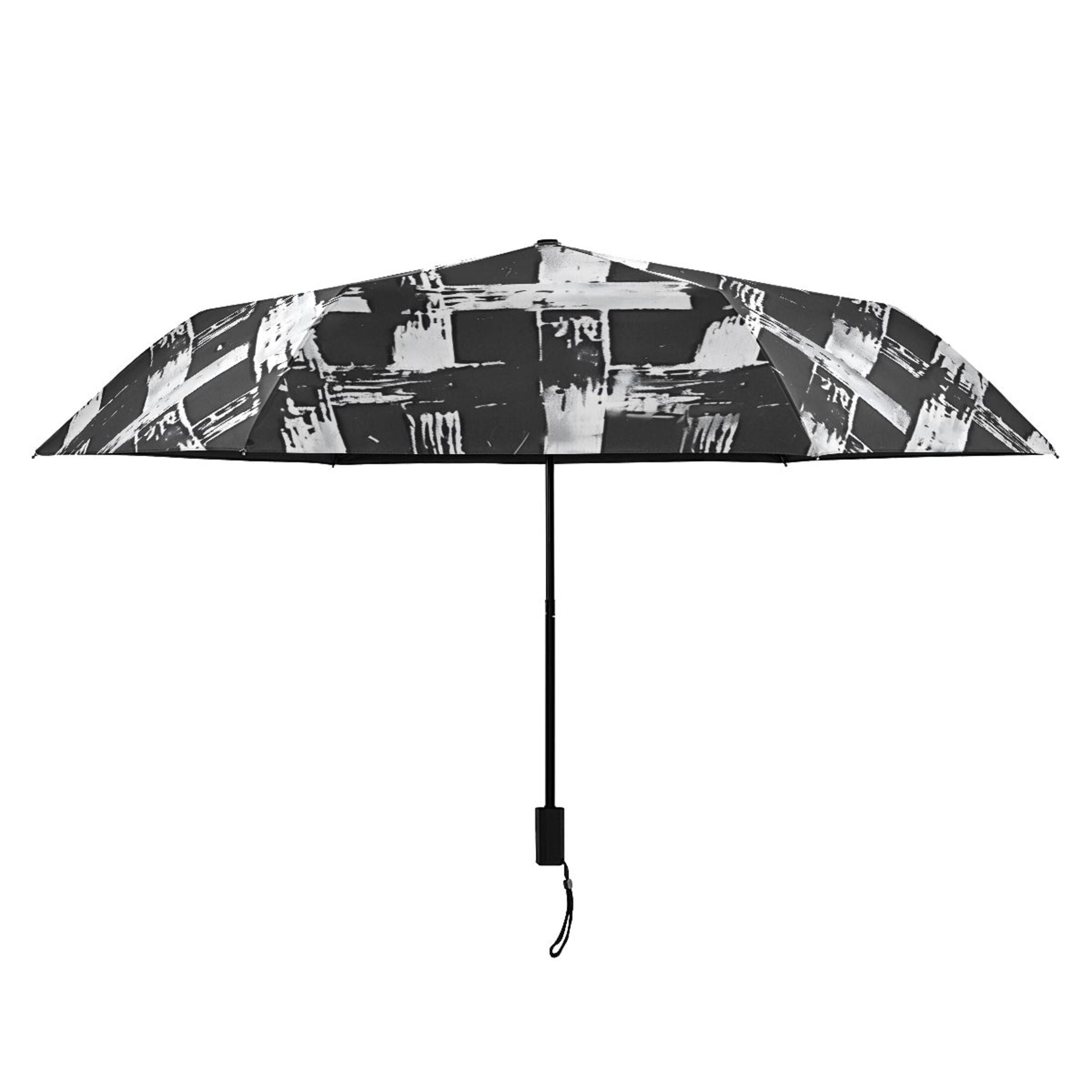 Black and White Basket Compact Sun Umbrella Windproof Travel Umbrellas for Rain Strong Portable UV Protection