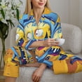 thumbnail image 6 of Pofeuu Funny Alarm Clock Illustration Print Womens Pajamas Set Long Sleeve Sleepwear Button Down Nightwear Soft Pj Lounge Sets Button Down Pajamas Women-Large, 6 of 7