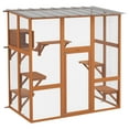 thumbnail image 1 of PawHut Catio Maison Extérieure pour Chat Enclos en Bois pour Chat avec Pont, Boîte de Repos, 1 of 10