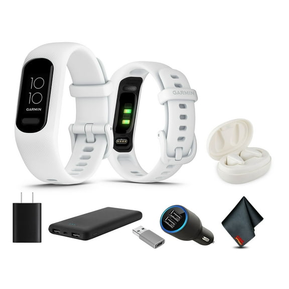 Garmin vívosmart 5, Fitness Tracker, Long-Lasting Battery, Simple Design, White Bundle With USB Wall Charger   More