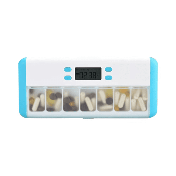 Smart Pill Organizer Electronic Timing Reminder Storage Case Timer Weekly Pills Container Alarm Box for Traveling B
