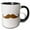 Black/White, variant on 3drose, Brown Mustache Hipster Retro Humor, 15oz Mug
