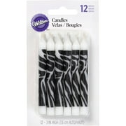 Birthday Candles 3" 12/Pkg-Zebra Print, Pk 6, Wilton