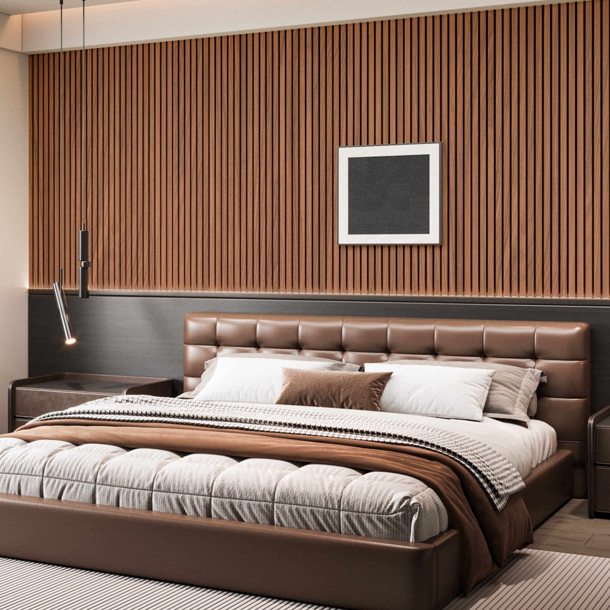 4Pcs 93" x 12" Wood Slat Acoustic Wall Paneling for Modern Interior Home Decor,MDF Accent Wooden Wall Panels,31 Sq.ft,Walnut