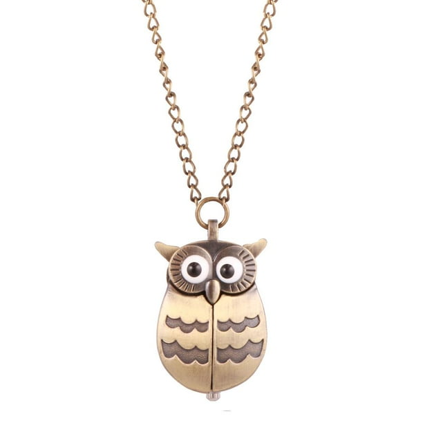 Reloj de Bolsillo en Tono Bronce con de Lindo, Collar, Colgante de Cadena,