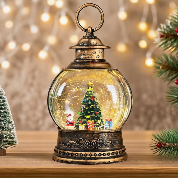 Christmas Tree Snow Globe Lantern, Lighted Musical Christmas Decoration With Swirling Glitter - USB Or Battery Operated Electric Snow Globe For Xmas Decor, Gifts, Holiday Parties & Home