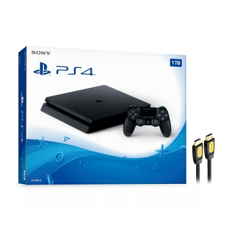 Sony PlayStation 4 Slim 1TB PS4 Gaming Console, Jet Black, with Mytrix High Speed HDMI