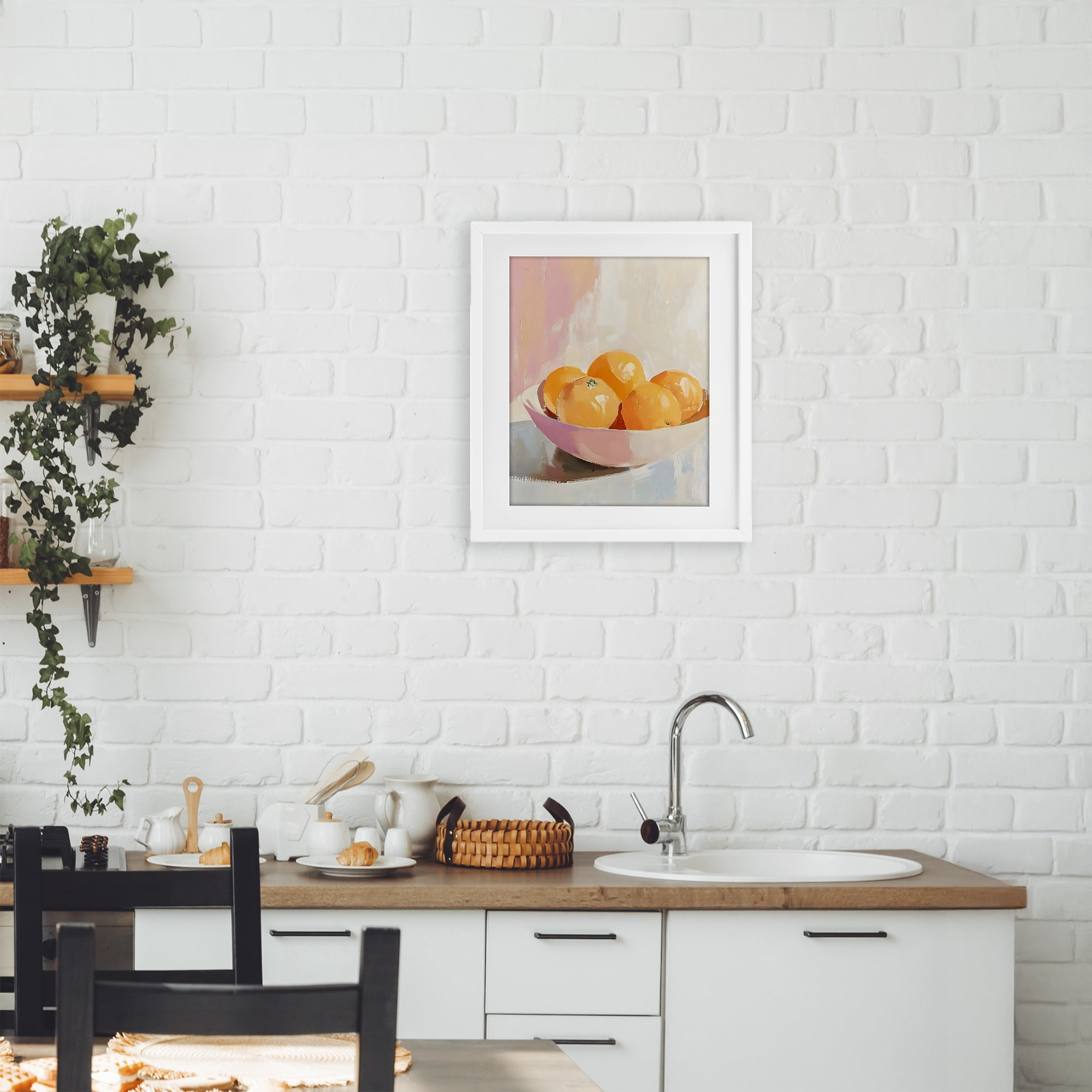 Stupell Industries Pastel Bowl of Oranges White Framed Print Under Glass, design by The Prints Vibe