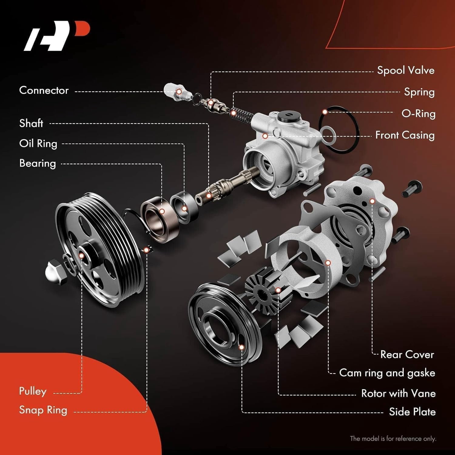 A-Premium Power Steering Pump with Pulley Replacement for Mercedes-Benz ML320 ML350 ML430 ML500 ML55 AMG 1998-2005