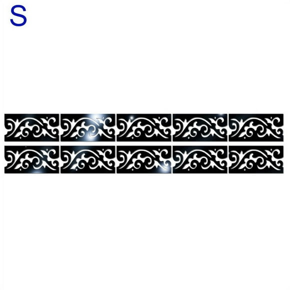 JINGT 10Pcs 3D Mirror Art Kick Line Wall Sticker Acrylic Decal Home Room Decor Wall Paint, Ceilings Non-toxic, Non-polluting Black S
