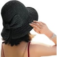 thumbnail image 2 of Sun Hat Foldable Wide Brim Summer Beach Hat UV Protection Straw Hat with Bowknot for Women Girls, 2 of 6