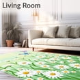 thumbnail image 2 of ODIKA 8'x10' Machine Washable Non-Slip Area Rug, Magical Daisy Blossom Fairy Garden Embroidery Needlecraft High Traffic Rug, Green, 727895, 2 of 7