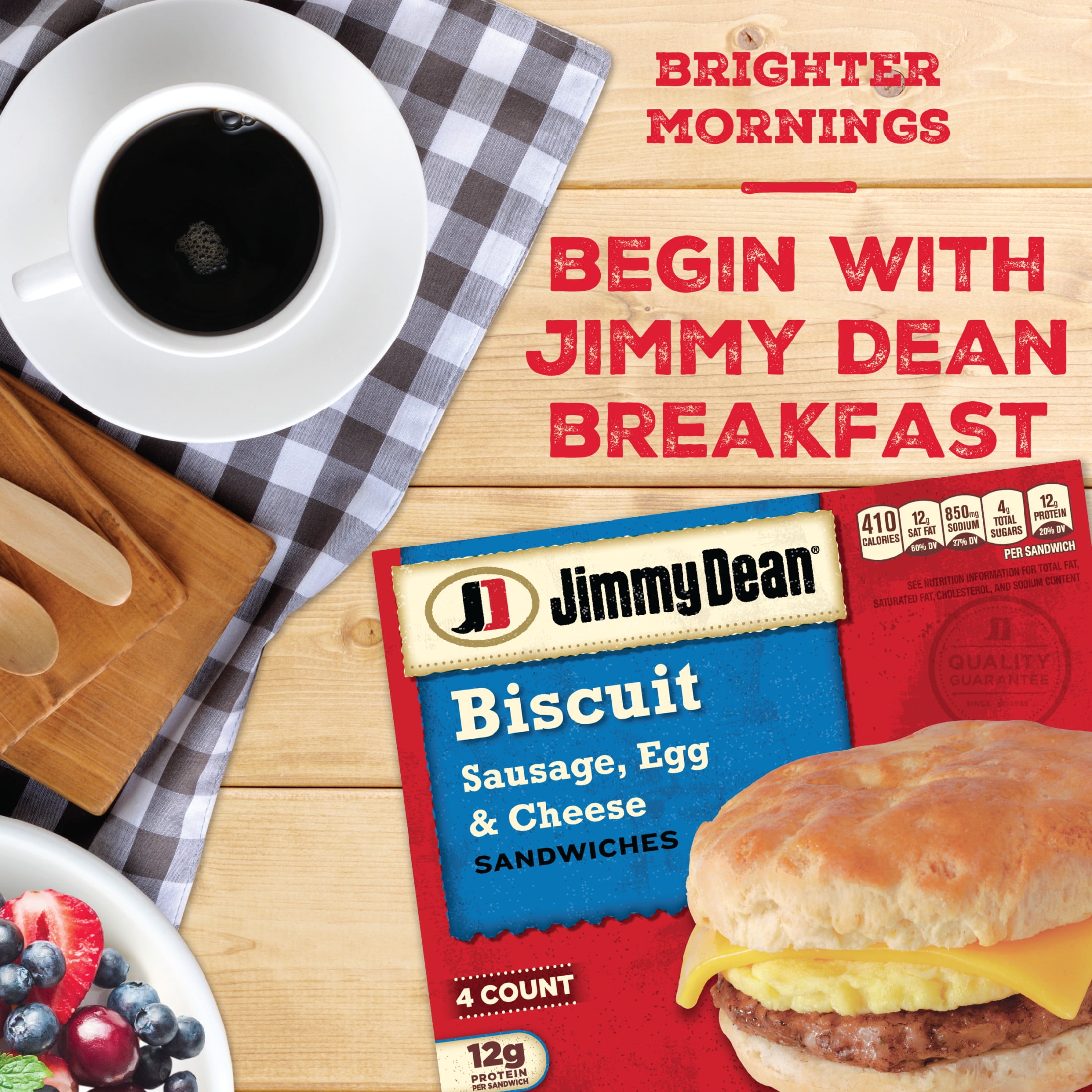 Jimmy Dean Frozen Breakfast Sandwich, Egg & Cheese Biscuit, 18 oz, 4 Count