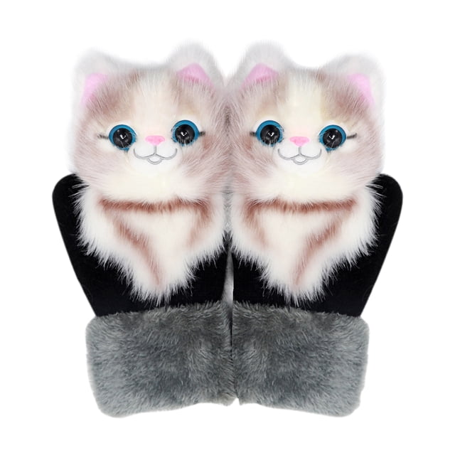 Guantes de invierno para mujer Sunnimix Novedad 3D Animal de dibujos animados espesar Guantes calientes Guantes de muñeca gato