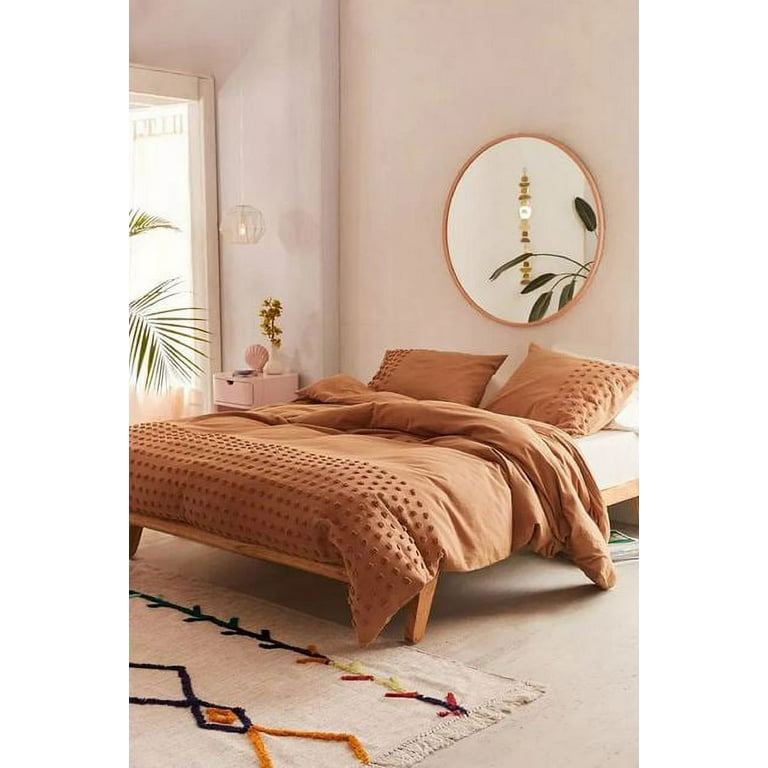 Terracotta Rust Duvet Cover With Pillow Covers, Bohemian Cotton