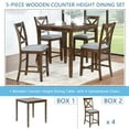 thumbnail image 3 of UHOMEPRO Dining Table Set for 4, Modern Counter Height Kitchen Table with 4 Upholstered Chairs, 5 Piece Solid Wood Dining Room Set, Farmhouse Kitchen Dining Table set of 4 for Home, Walnut Style A, 3 of 10