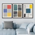 thumbnail image 3 of IDEA4WALL Framed Canvas Print Wall Art Set Mid-Century Colorful Color Block Stripes Abstract Shapes Minimalism Bohemian Decorative for Living Room, Bedroom, Office - 16"x24"x3 Black, 3 of 5