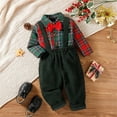 thumbnail image 2 of Ketyyh-chn99 Baby Boys Christmas Gentleman Outfits Overalls Suits Long Sleeve Shirt+Suspender Pants+Bow Tie Clothes Set Green,9M, 2 of 5