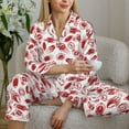 thumbnail image 4 of Wukai Red Football Print Women's Pajama Set - Soft Long Sleeve Sleepwear for Comfort and Style-X-Large, 4 of 9
