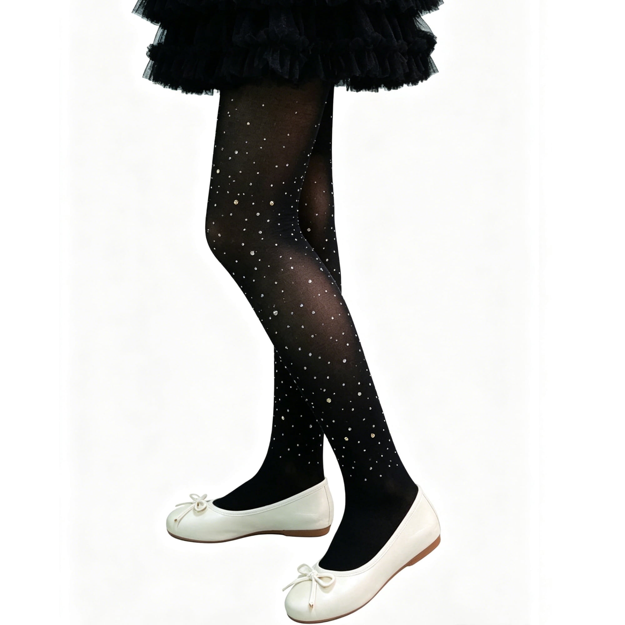 Rhinestone Opaque Tights Costume Accessory for Children, Black, S (6/6X), Halloween by Way To Celebrate