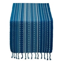 Blue Tonal Stripe With Fringe Table Runner