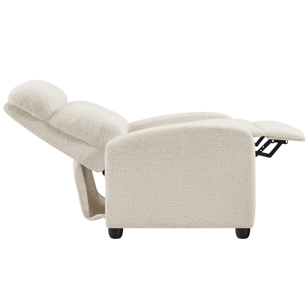 Yaheetech Upholstered Boucle Recliner Adjustable Reclining Chair w/ Pocket Spring, Ivory