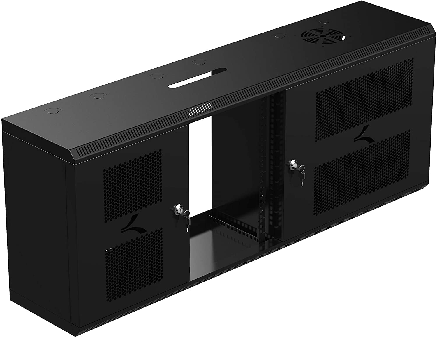 Sabrent 9U IT Wall Mount Rack Enclosure 3 Compartments in 1 Fully Assembled CT-CMWS 19 Inch Black Server Cabinet with 2 Locking Doors 