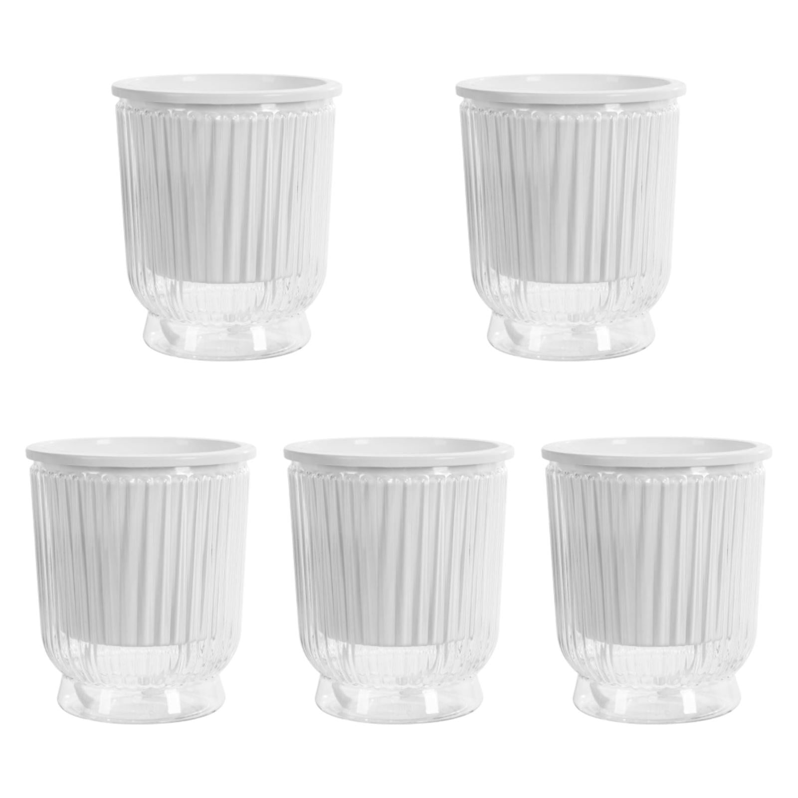 koolsoo 5 Pieces Self Watering Plant Pots Flower Pots Modern Home Decor Gardening Planters Indoor Outdoor Plants for Restaurant Patio Transparent 10.8x12cm
