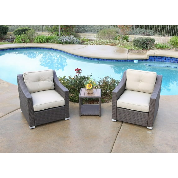 2 Piece South Beach Wicker Patio Conversation Deep Seating Group with Cushion