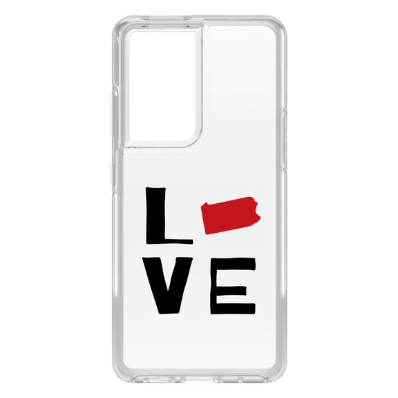 DistinctInk Clear Hybrid Case for Samsung Galaxy S21 Ultra (6.8" Screen) - Love Red & Black - Raised Bezel Screen Guard