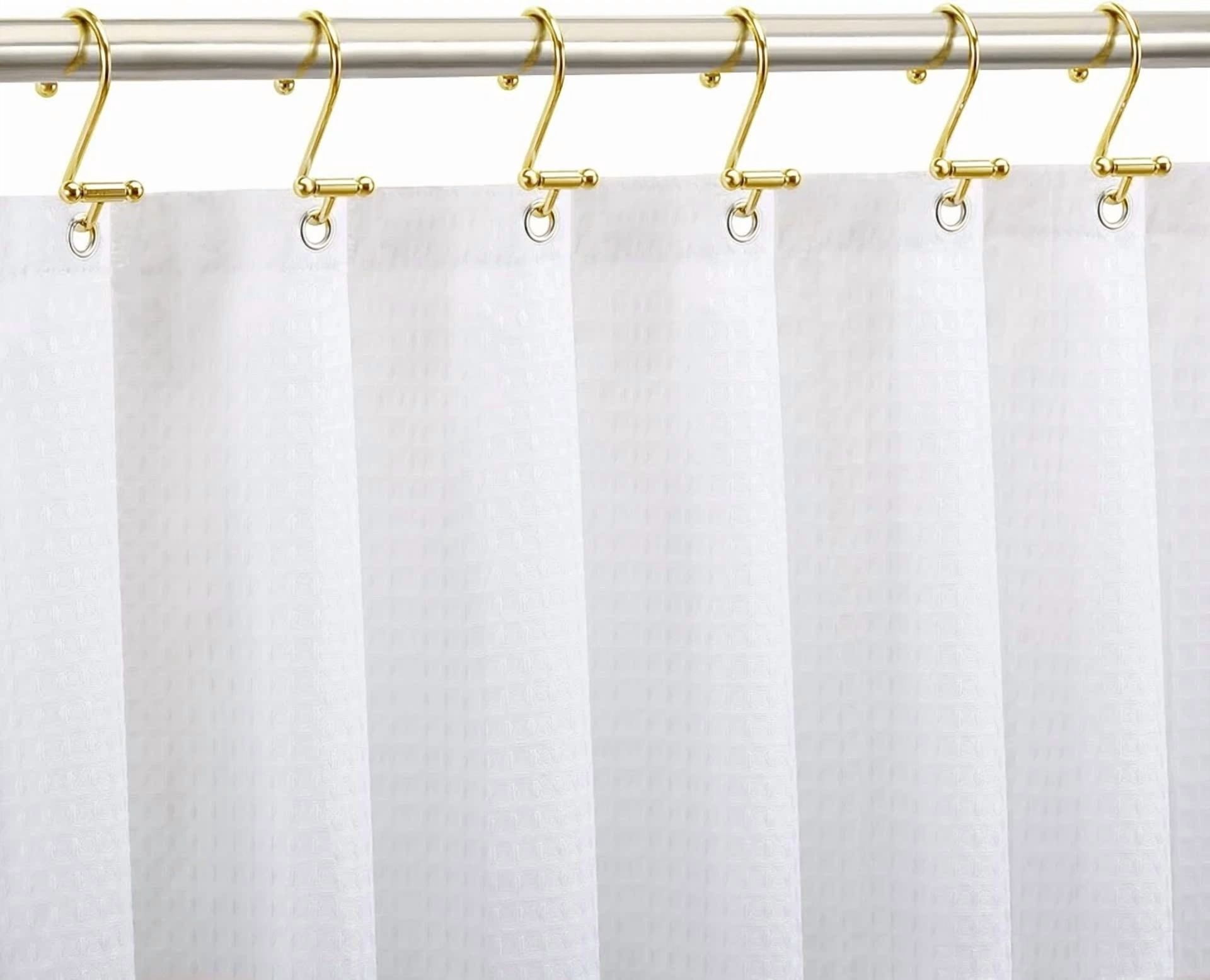 12Pcs Gold Decorative Rustproof Shower Curtain Hooks – Elegant Metal Rings