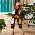 thumbnail image 5 of Halloween Jumpsuits for Women Summer Plus Size Boho Baggy Rompers for Women Sleeveless Pumpkin Ghost Jumpsuits Rompers Loose Fit Adjustable Strap Overalls for Women Orange 3XL, 5 of 6