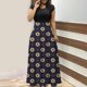 thumbnail image 1 of ICHUANYI Clearance Fashion Women Summer Printing Causal Round Neck Short Sleeve Long Dress(Yellow, M) ICHUANYI WER2023081115577, 1 of 4