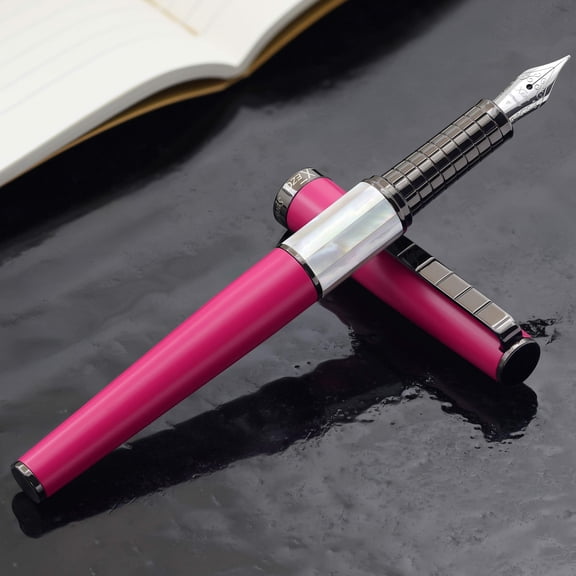 Xezo Speedmaster® Cerise Brass Fountain Pen (Fine Nib) - With White Mother of Pearl