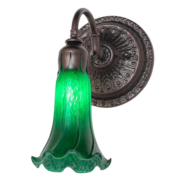 5.5" Wide Green Tiffany Pond Lily Wall Sconce
