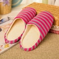 thumbnail image 3 of GERsome Women Slippers Stripe Warm Soft Bedroom Shoes Fuzzy Closed Toe Sandals Non Slip House Bedroom Slippers, 3 of 8