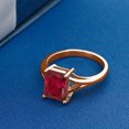 thumbnail image 3 of Gem Stone King 18K Rose Gold Plated Silver Red Created Ruby Solitaire Engagement Ring for Women (2.80 Cttw, Emerald Cut 9X7MM, Gemstone July Birthstone, Size 6), 3 of 4