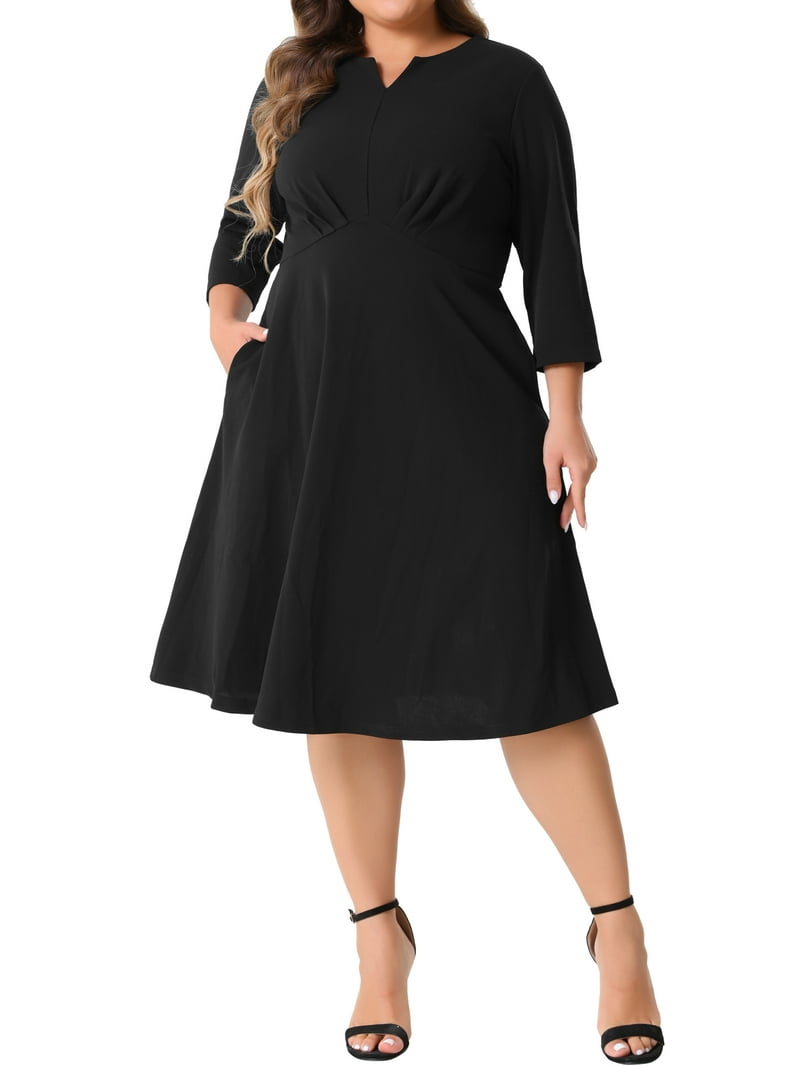 princess polly baby blue dress SMihono Plus Size Dresses for Wedding Guest Formal Cocktail Chiffon Wrap V  Neck Dress Ruffle Short Sleeve Layered Midi Dresses Black XXXL main image 0