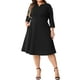 thumbnail image 2 of Vestido Plus Size Agnes Orinda para Mujeres, Casual, Invitada de Boda, Trabajo, Midi, Cuello en V Notch, Manga 3/4, Vestidos A-Line 4X Negro, 2 of 6
