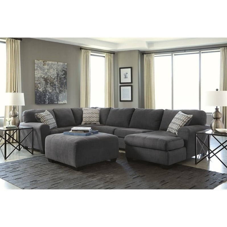 Ashley Sorenton 4 Piece Right Chaise Sectional With Ottoman In