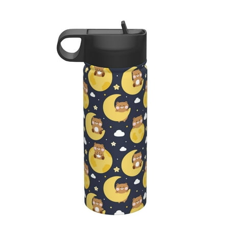 

Susaid Moon Bear Print 18oz Sports Insulated Kettle Stainless Steel Water Bottle For Running Hiking Cycling Climbing