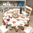 thumbnail image 4 of Pumpkin Tablecloth Round 60 Inch Orange Rustic Fall Table Cloth Washable Autumn Farmhouse Harvest Thanksgiving Table Cover for Kitchen Dinner Room Holiday Picnic Party Indoor Outdoor Decor, 4 of 5